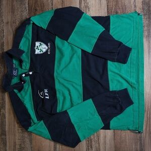 LFR Live For Rugby Ireland Long Sleeve Stripe Rugby Shirt XXL In Green & Navy